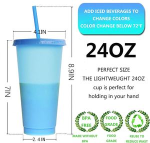 Factory Direct Sale Color Changing <b>Plastic</b> Straw <b>Drink</b> <b>Cup</b> With Lid - Product Image 3