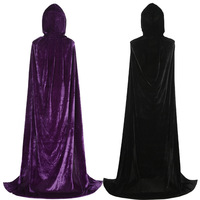 Cape en velours d'Halloween, longue, à capuche, costume médiéval, cape de sorcière, Wicca, vampire