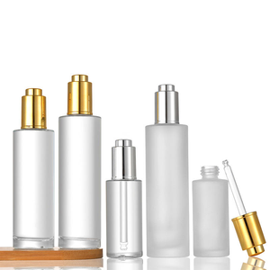 20ml 30ml 50ml High Quality Classic Flat Shoulder White Frosted Transparent Glass Essential Oil Push Button <b>Dropper</b> <b>Bottle</b> - Product Image 1