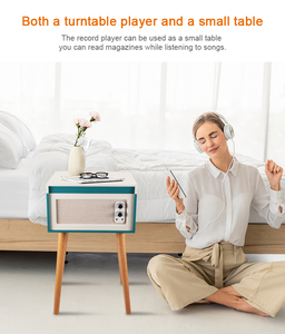 Tourne-disque <span class=keywords><strong>vinyle</strong></span> sur pied à 3 vitesses avec pieds en bois, haut-parleurs intégrés, <span class=keywords><strong>Bluetooth</strong></span>, sortie AUX RCA, lecteur de disques vintage pour la maison - Product Image 1