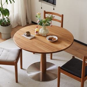 Mesa de Comedor Redonda de Teca Africana, Estilo Japonés Artístico Vintage, para Seis Personas, Desmontable, para Uso en Balcón del Hogar - Product Image 4