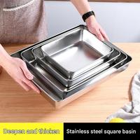 Nampan Persegi Panjang Stainless Steel 304 dengan Tutup, Wadah Penyimpanan Makanan, Loyang Panggang, Piring Sajian untuk Dapur Komersial, Restoran, Katering