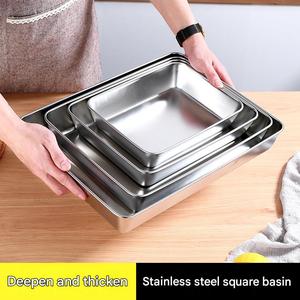 Plateau rectangulaire en acier inoxydable 304 avec couvercle, bac <span class=keywords><strong>de</strong></span> rangement alimentaire, plaque <span class=keywords><strong>de</strong></span> <span class=keywords><strong>cuisson</strong></span>, plat <span class=keywords><strong>de</strong></span> service pour cuisine commerciale, restaurant, traiteur - Product Image 2