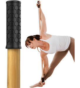 Bastone elasticizzato per Yoga in bambù naturale da 5 piedi con manici antiscivolo accessori per <span class=keywords><strong>Pilates</strong></span> Fitness - Product Image 2