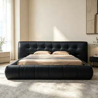 Lit de chambre à coucher moderne et design, rembourré, double, minimaliste, en cuir, taille Queen, cadre de lit moderne