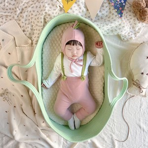 Ins Style Korean Style Eco-Friendly Woven Hand <strong>Basket</strong> Cute Baby Cradle Baby Going Out Portable <strong>Mobile</strong> Sleeping Bed - Product Image 1