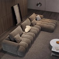 Canapé d'angle en velours italien moderne et simple en forme de L avec structure en bois pour salon luxueux, canapé modulaire en tissu