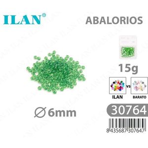 Perline Ilan Abalorios 6mm verdi trasparenti a forma di rondella 15g per la creazione di gioielli - Product Image 1