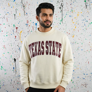 TEXAS STATE Men's Oversized Hooded Half Zip Custom Made Sweatshirt 100% Cotton <b>BROWN</b> Applique Embroidery Clush Sports Winter - Product Image 1