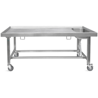 Roulettes portables en acier inoxydable pour adultes, équipement de morge, Table d'établi avec évier, chariot à changer