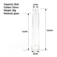 Flacon de parfum rond transparent de 10 ml avec applicateur à bille, fond épais, en verre dépoli, pour huiles essentielles, avec bouchon à vis