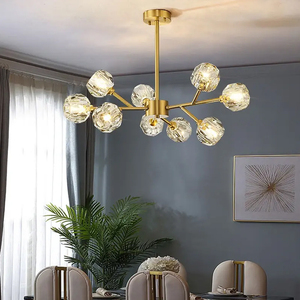 Su misura decorativo di lusso in ferro sfera di cristallo lampadari lampada lampade a sospensione <span class=keywords><strong>lampadario</strong></span> moderno per sala da pranzo - Product Image 1