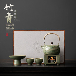 Juego de calentador de té de cerámica con tetera y tazas de gres resistente al calor para regalos empresariales - Product Image 4
