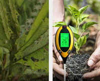 Testeur d'humidité du sol moderne ABS 4-en-1 avec batterie 9V pour mesurer l'humidité, la luminosité, les nutriments et le pH pour jardin, pelouse et ferme
