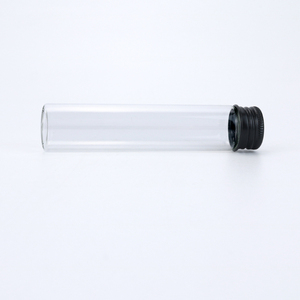 Child-proof 22mm*120mm Glass Conic Clear <b>Tube</b> for King Size 109mm Rolled Cone Storage with Aluminum Screw Lid - Product Image 2