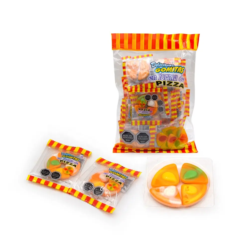 Halal Sweet Jelly Candy In Bag Mini Pizza Shaped Chewy Soft Candy Pizza Gummy Candy