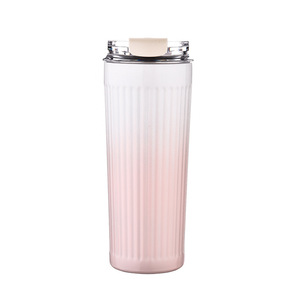 Stainless Steel Tumbler Gradient Pink White Striped Design Travel <b>Coffee</b> Cup Portable Insulated Water <b>Bottle</b> - Product Image 1