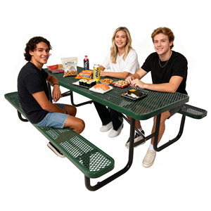 Mesa de Picnic Comercial Rectangular de Metal Expandido de 4 pies x 6 pies con Banco para Exteriores, <span class=keywords><strong>Patio</strong></span>, Acero, Camping, Comedor - Product Image 3