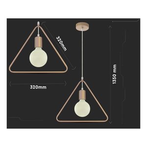Suspension industrielle triangulaire en métal noir mat, support de lampe E27, lumière blanc chaud 4000K, puissance max. 60W, SKU-3838 - Product Image 2