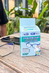 Toalhetes antibacterianos antiembaçados para lentes de higiene, 20 unidades à base de álcool e antiembaçante