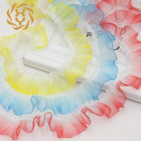 Ruban plissé en dentelle acrylique dégradé de 2,5 cm (1 pouce) fait main pour la confection de jupes de poupées DIY