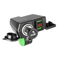 Pengisi Daya USB Setang Sepeda Motor 12V 24V, Pengisian Cepat Ganda 36W, Soket Pemantik Rokok, Voltmeter Digital, Dua Pilihan Pemasangan