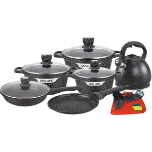 granite cookware set non-stick frying pan aluminum cooking pots and pans set household utensils marble cookware s