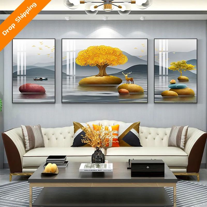 Modern Home Decor Custom Painting Living Room Diamond Seascape Landscape Painting Crystal Porcelain Animal Art Wall Art