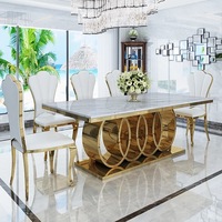 Neuer Stil European Luxury Can Custom ized Esstisch Restaurant Esstisch Set Edelstahl Esstisch Marmor