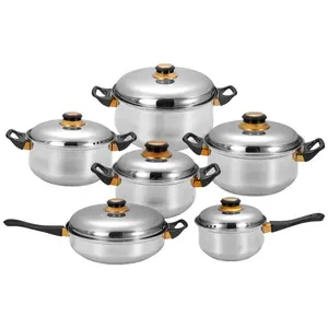 Maxcook panci masak dapur 12 buah, panci masak aluminium, Set panci sup aluminium, 12 buah, panci memasak dapur, dengan tutup