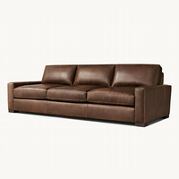 MAXWELL Ensemble canapé Chesterfield avec logo personnalisé RH OEM Canapé d'angle en cuir Lit avec pouf pour appartement Salon Hôtel