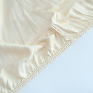 Ivoire couleur broderie 100% bio bambou Viscose 300T tissu ensemble de literie moderne tissé Style taie d'oreiller ajustée drap de lit - Product Image 4