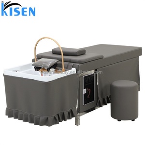KISen โต๊ะนวดแบบหมุนเวียนแชมพูทำจากหนังสีน้ำตาลสำหรับร้านเสริมสวยร้านตัดผมเก้าอี้นวดปรับแต่งสีได้ - Product Image 3