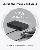 Anker 15W MagGo, batterie externe portable avec écran LED, certifiée Qi2, charge ultra rapide, batterie de 10000 mAh avec support pliable