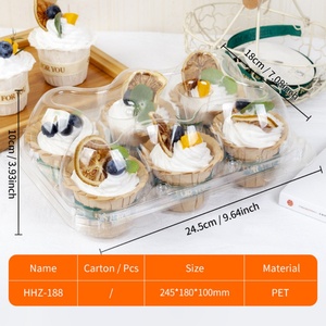 Sunshine 1 2 4 6 12 24 Hole Cupcake <b>Container</b> Plastic Clear Window Muffin Cake <b>Box</b> for Bakery Desserts - Product Image 4