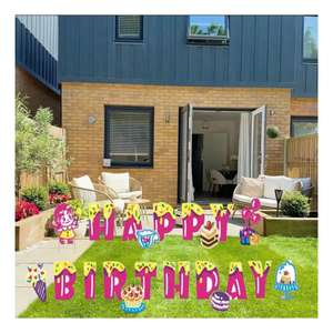 أبجدية كورسجادة عيد ميلاد سعيد البلاستيك كورفلوت ساحة علامة مع حصة h المموج حرف كبير الشكل خارج لتزيين الحديقة - Product Image 3