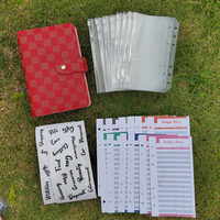 Carnet de budget A5/A6 en cuir PU avec logo personnalisé, reliure spirale, motif quadrillé et enveloppes pour espèces – Vente en gros