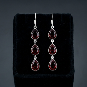 Red Garnet <b>Earring</b>, <b>Earring</b>, Handmade <b>Earring</b>, Antique <b>Earring</b>, Red Garnet Gemstone, Gifts For Mother, Jewelry For Her - Product Image 3