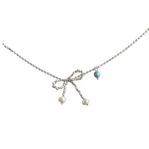 Collar de Plata de Ley S925 con Cuatro Estrellas para Mujer, Estilo Ligero y Lujoso, Diseño de Nicho, Cadena para Clavícula Inspirada en Ins, con Perla - Product Image 5