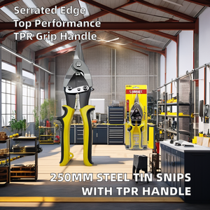 Taglio di latta per aviazione di qualità manopola per mano da 250mm con manico in acciaio inossidabile taglierina per beccaccino seghettata - Product Image 2