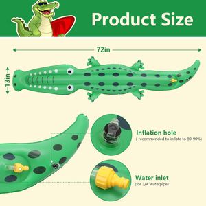 Inflatable Crocodile Sprinkler Toy for Kids Backyard Summer <b>Water</b> Play and Outdoor <b>Fun</b> - Product Image 2