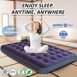 Colchón de cama de aire de un solo tamaño para soplar, cama de aire flocada inflable para acampar - Product Image 2