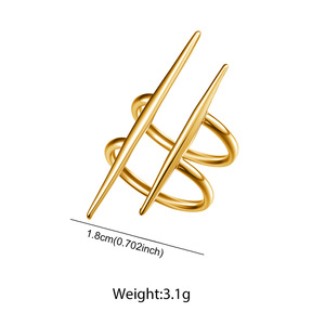 Anillo Abierto de Acero Inoxidable con Gema Clásica, Bañado en Oro de 18K, Diseño Geométrico para Parejas, Compromiso Eterno - Product Image 6