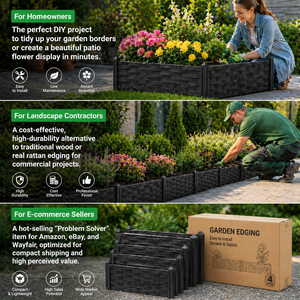 Valla decorativa entrelazada 2 en 1, caja de flores plegable de plástico con aspecto de ratán para bordes de jardín. - Product Image 3