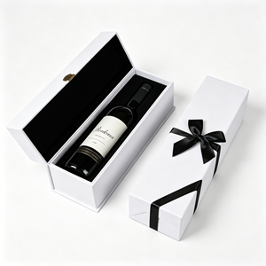 Premium <b>Foldable</b> Magnetic Wine Gift <b>Box</b> Luxury Rigid Paper Packaging Custom Logo for Single Bottle Whiskey Red Wine - Product Image 4