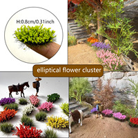 Matériel de décoration DIY pour maquettes de trains, dioramas et jardins : Touffes de fleurs ovales à base souple, pièce unique, 8 mm, échelles HO et N