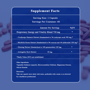 Capsules d'extrait de Cordyceps Sinensis 60 capsules/flacon Étiquetage privé personnalisé Compléments nutritionnels Service OEM ODM Amazon One - Product Image 4