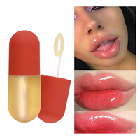 Huile à Lèvres Scintillante Personnalisable avec Logo, Végane, Bio, Hydratante, à la Niacinamide, Vitamine E, Parfum Fraise, Transparente, Rose, Violette, Brillante