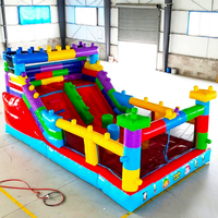 Château gonflable avec toboggan, blocs de construction, respectueux de l'environnement, capacité de 1000 kg, usage commercial, souffleur inclus, pour enfants et adultes