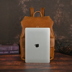 Crazy Horse <b>Backpack</b> Genuine Leather Dark Brown Large Capacity Business Travel Casual Men's <b>Backpack</b> - Product Image 4